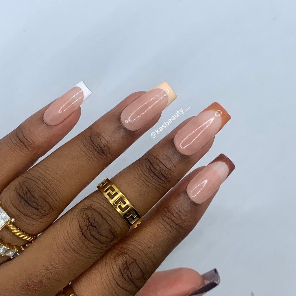 Coffee French Tip Press On Nails