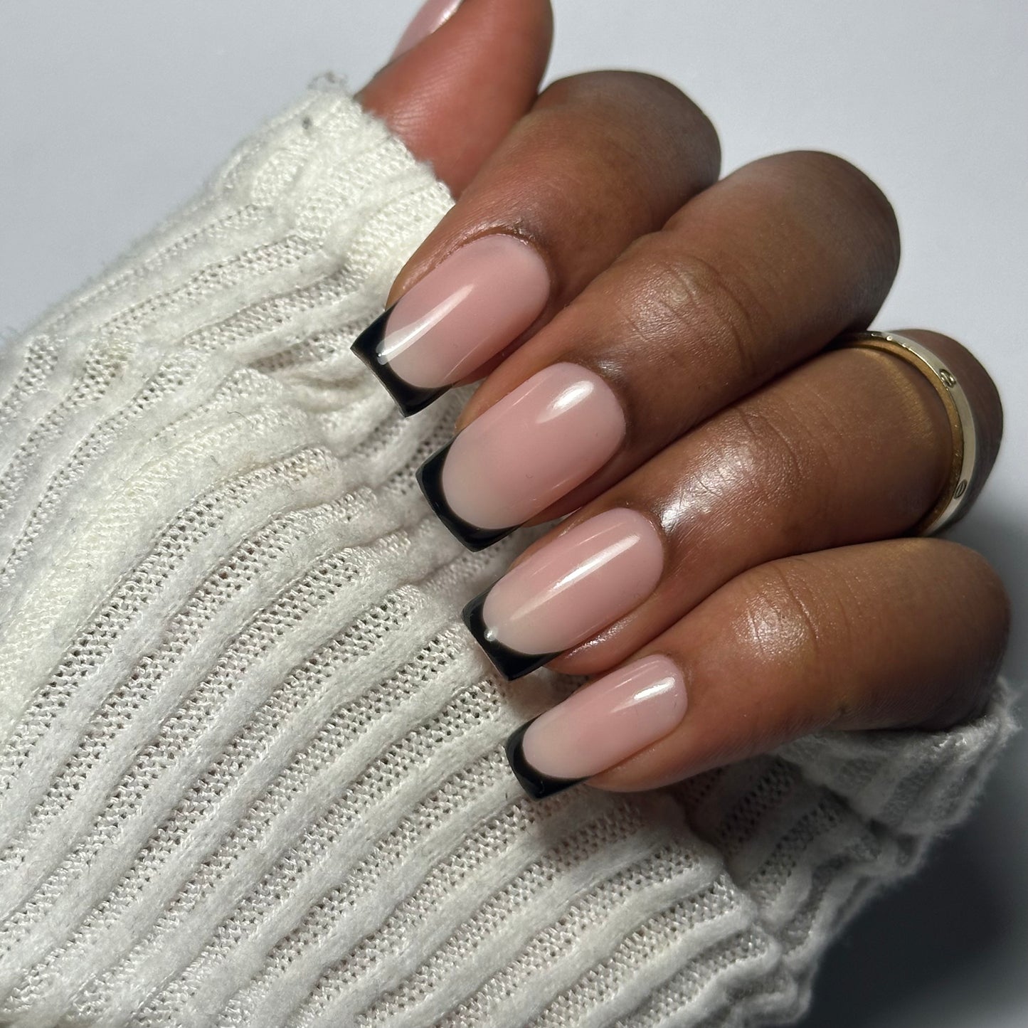 Black French Tips Press On Nails
