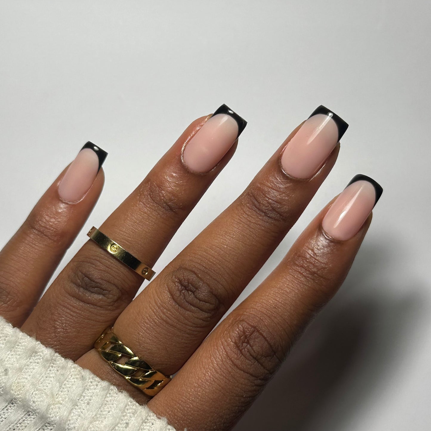 Black French Tips Press On Nail Set