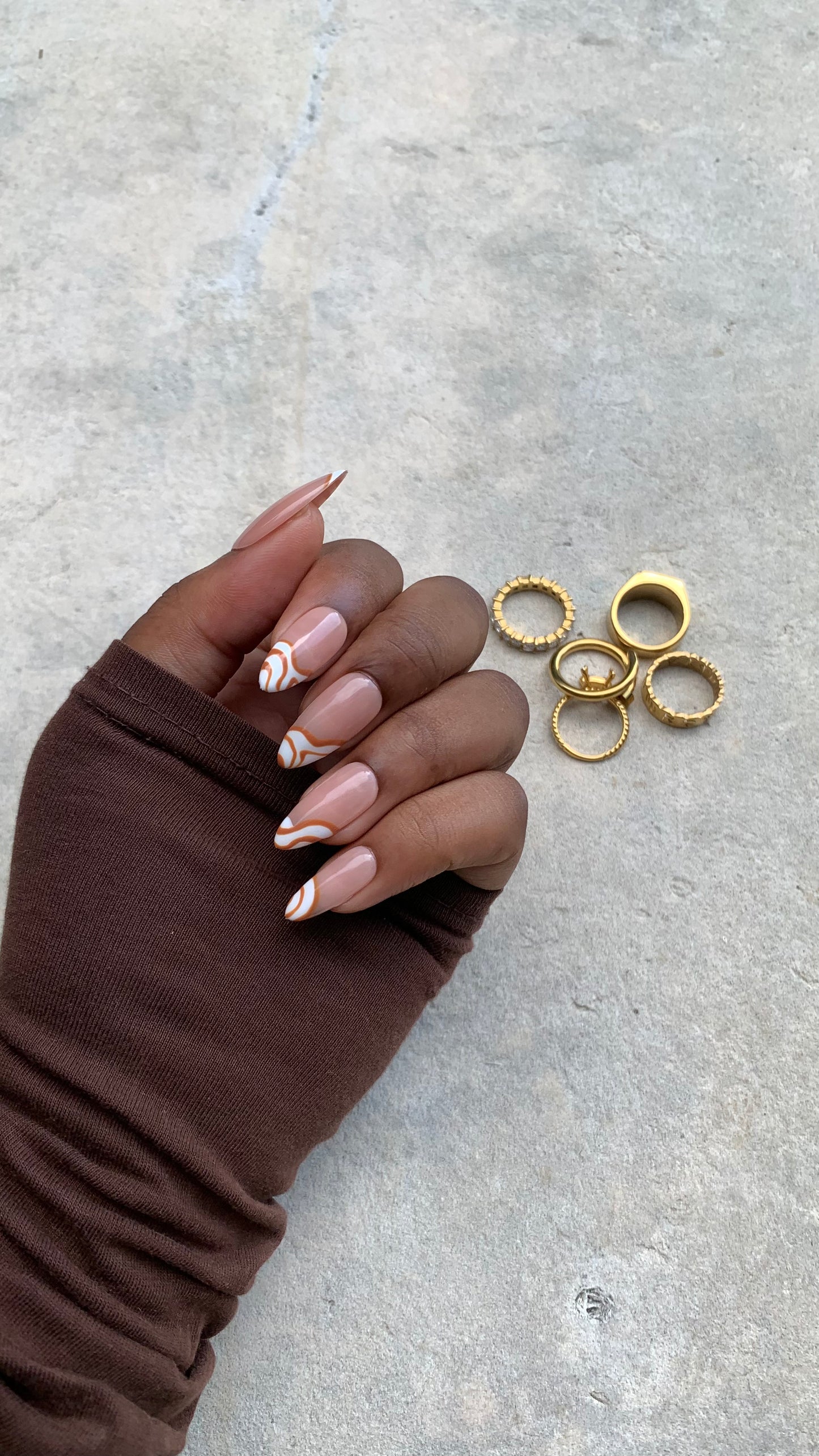 Caramel Drizzle Press On Nails